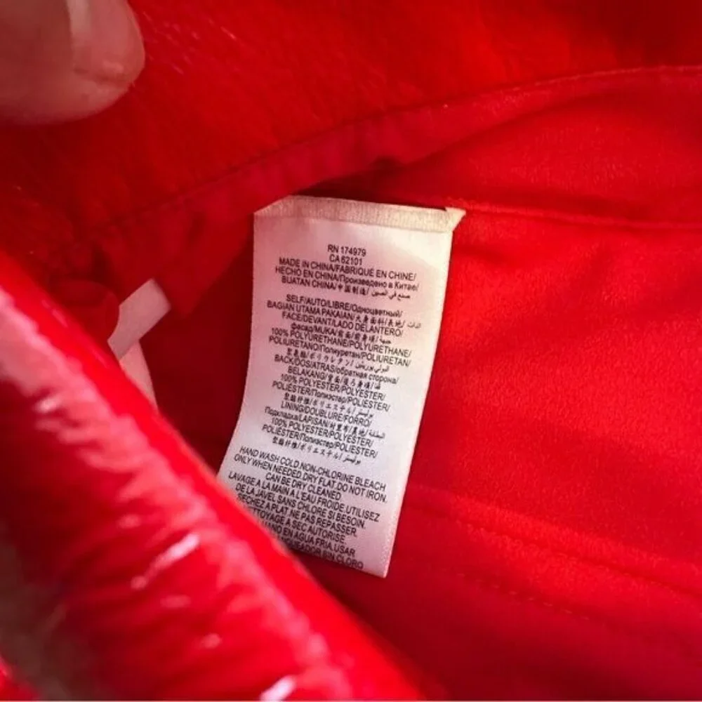 Bcbgmaxazria Size Xxs Red Faux Leather Fold Over Waist Peplum Pants - Picture 11 of 12
